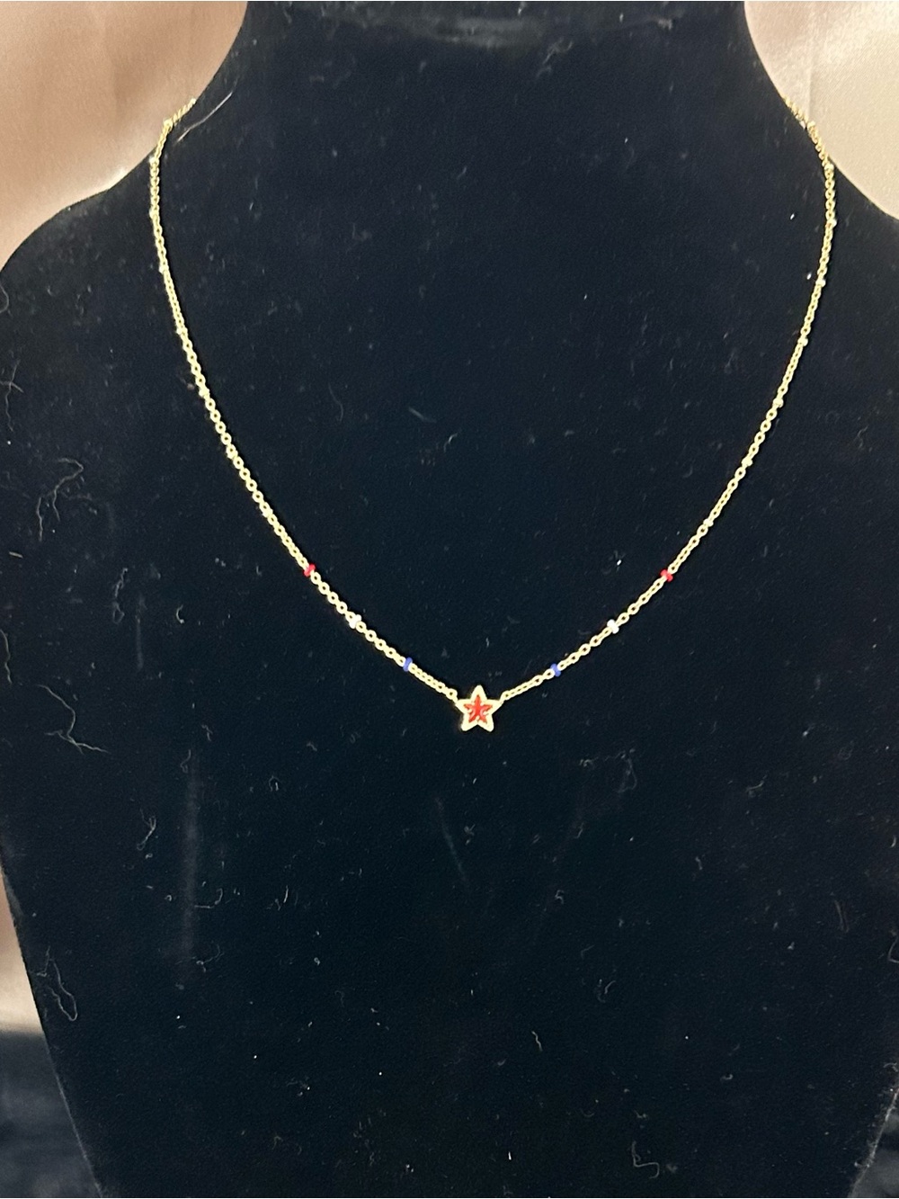 Kendra Scott Gold Necklace with Red Star Accents